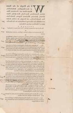 U. S. 宪法(第一次印刷)由埃尔布里奇·格里批注印刷文件与手写批注