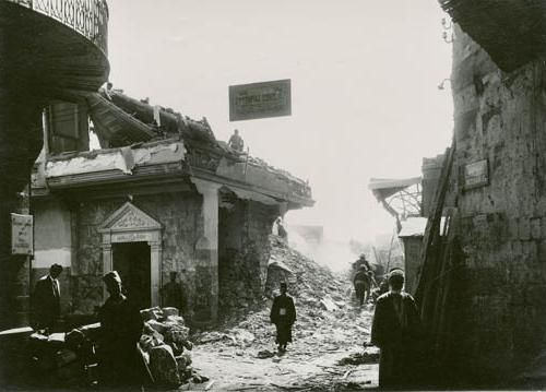 Rubble in Damascus street Photograph